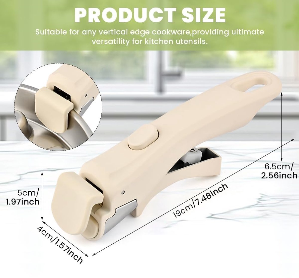 Detachable pan handle, detachable replacement handle for pots and pans, universal cream white pan handles, suitable for all cookware, heat-resistant and — image 2