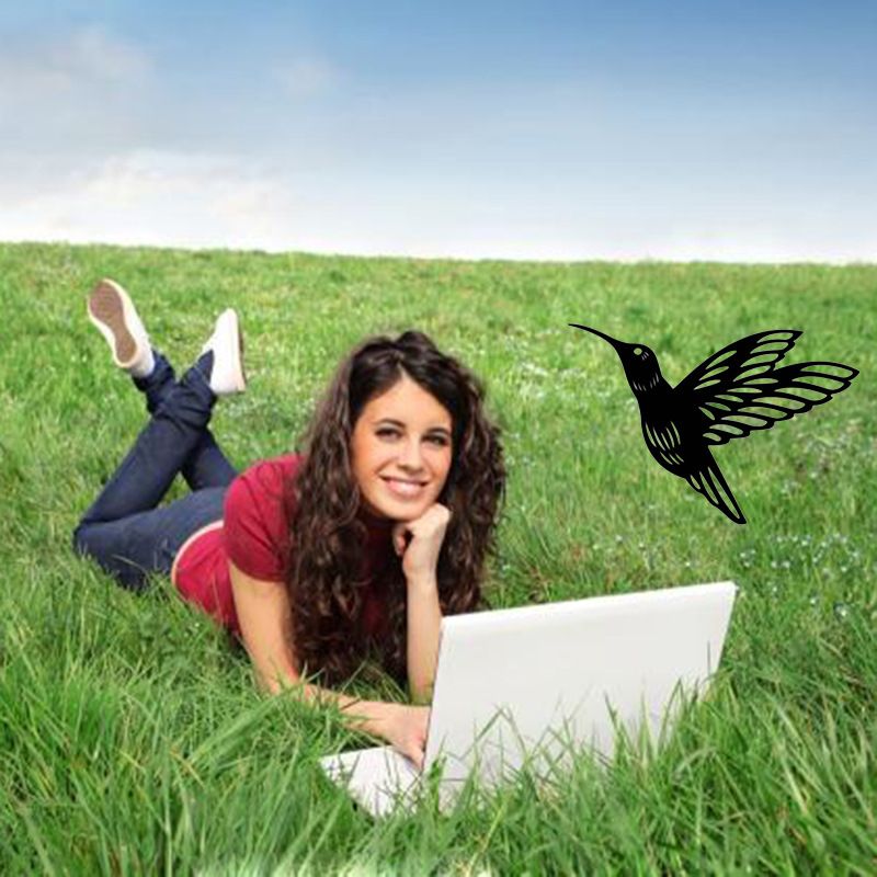 Simulation Bird Inserts Animal Bird Shape Insert Metal Art Statue Plants Decor Bird Decorative Plug Black Bird Silhouette — image 3