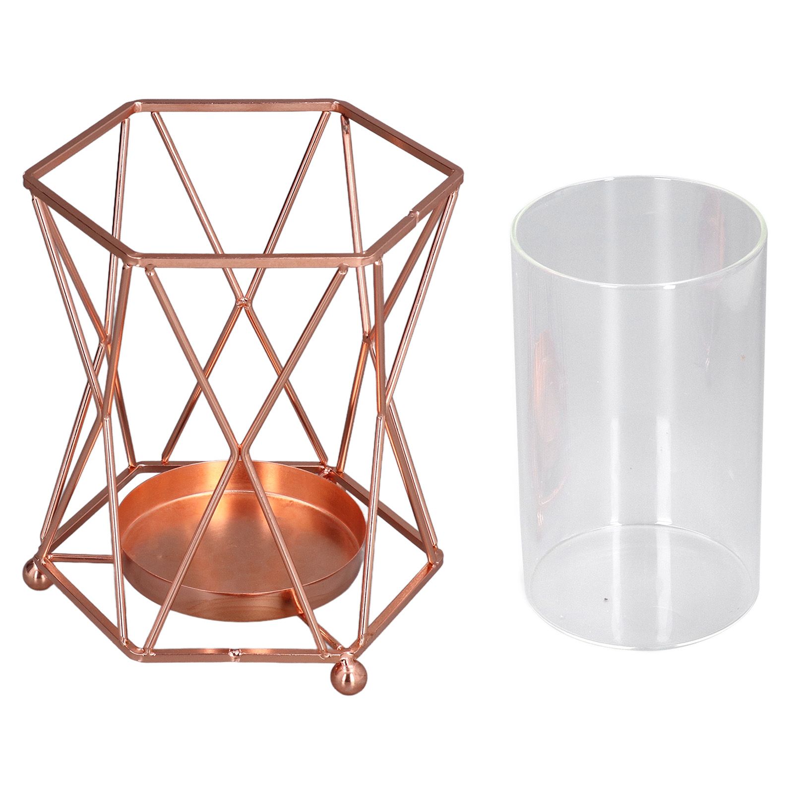 Plant Vase with Wrought Iron Flower Stand Transparent Glass Flower Pot Hydroponic Vase for Living Room โ image 3