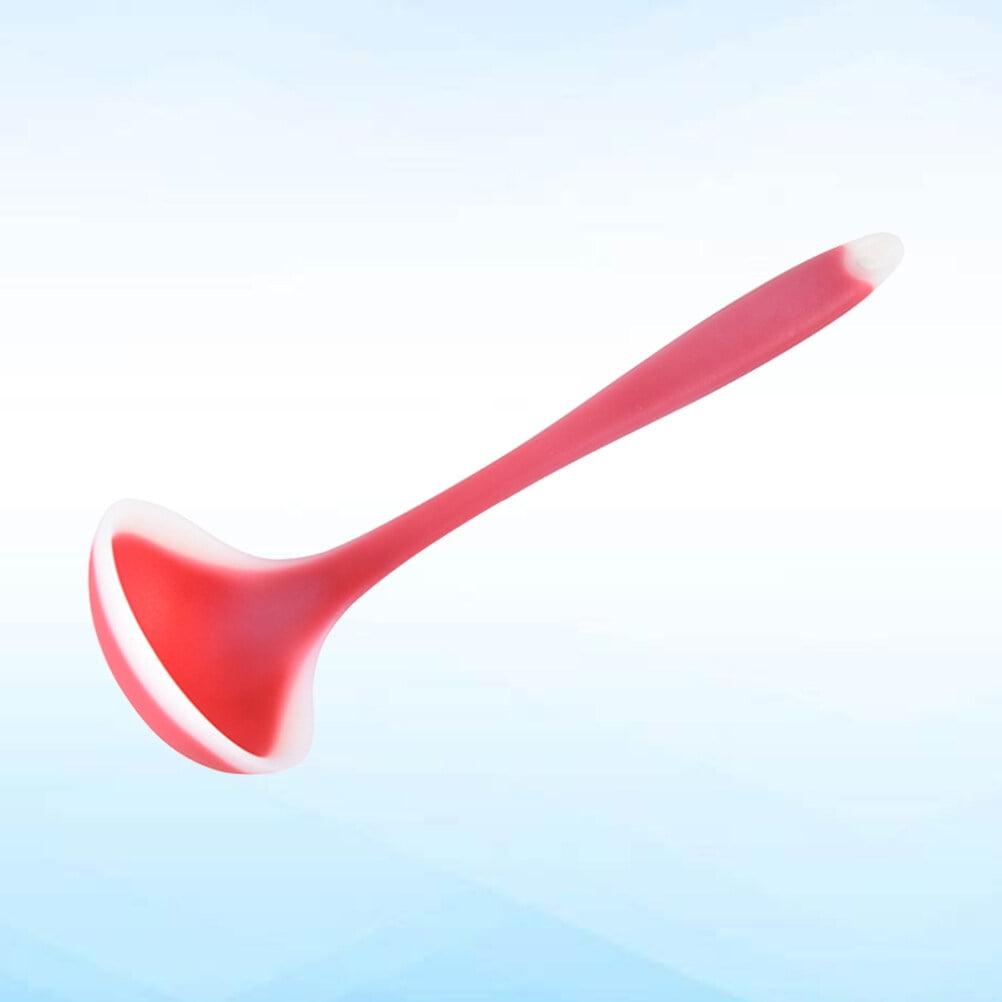 Silicone Soup Ladle Non Stick Kitchen Spoon For And Serving Red โ image 3