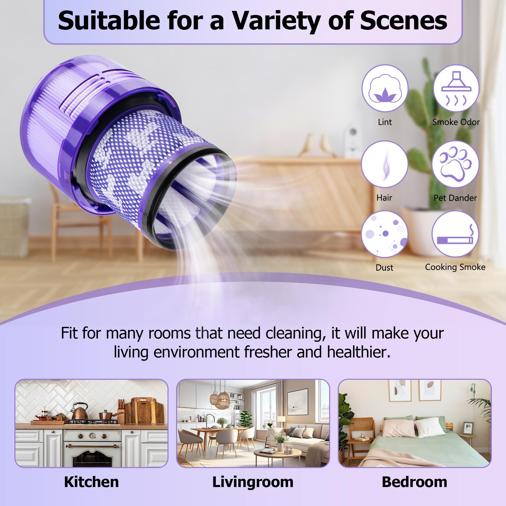Improvedhand Filter Replacement for V11 Animal, V11 Torque Drive Detect Cordless Vacuum, Replace Part # 970013-02 (2 Pack) — image 2