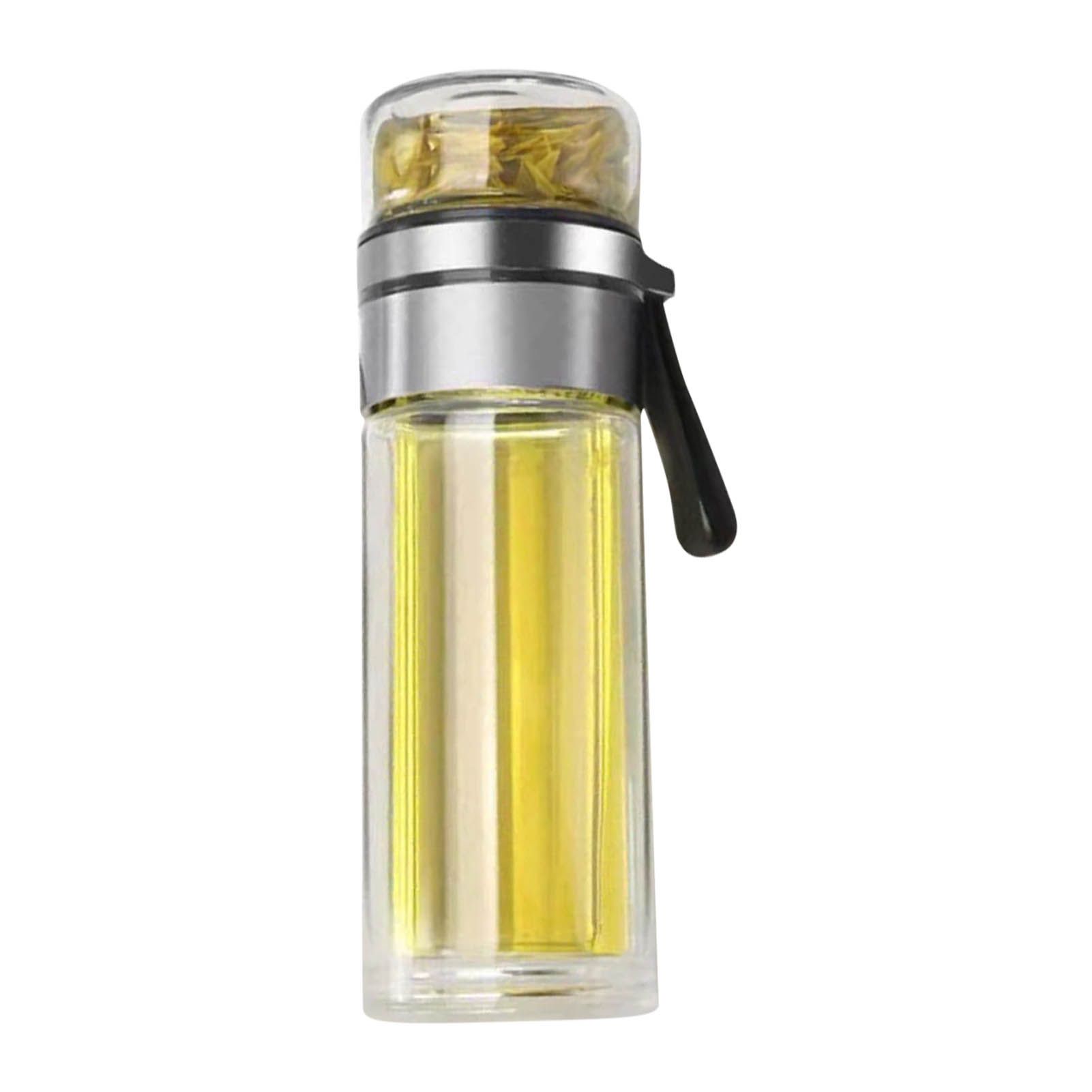 Glass Transparent Tea Bottle Portable Tea Water Bottle Tea and Water Separation Bottle Steel Color — image 3