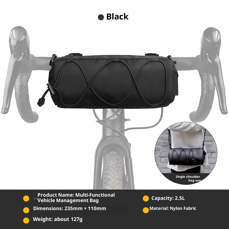 Bike Handlebar Bag Small Bicycle Handle Bar Bag Handy Front Bike Bags Handlebar Storage Pouch Pack with Shoulder Strap Little Mountain Road Bike Barrel Bag โ image 2