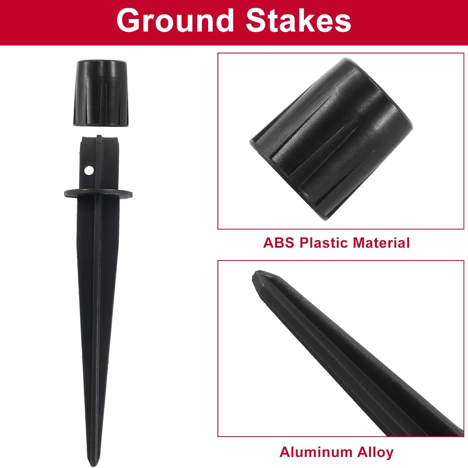 Biaungdo 6 Pack Metal Stakes, 5.3 Inch Solar Light Replacement Stakes, Black Outdoor Ground Stake for Yard Landscape Garden Pathway Patio Lamps Pole — image 4