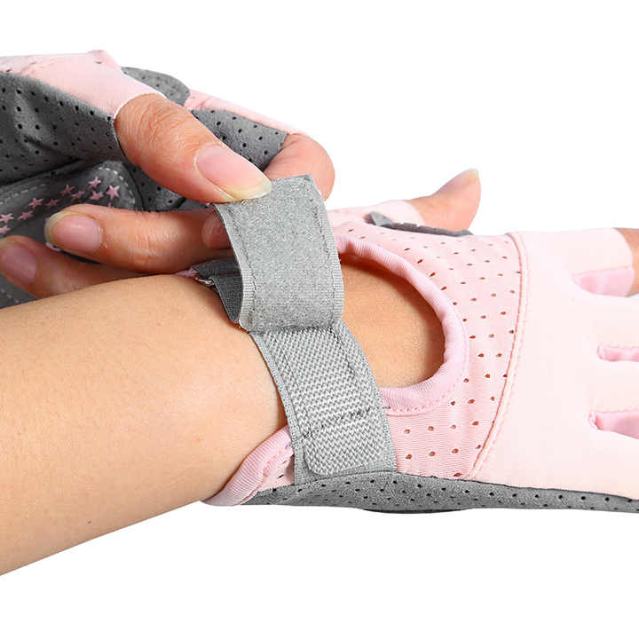 Pink/L Size Women's Non-Slip Breathable Sports Gloves - Lightweight and Shock-Resistant Fitness Gloves โ image 4