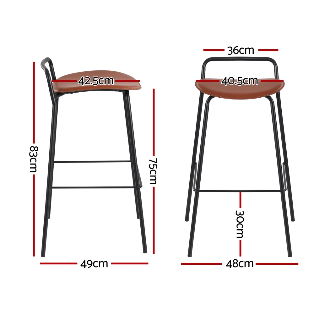 2x Artiss Bar Stools Kitchen Counter Stools Metal Brown โ image 4