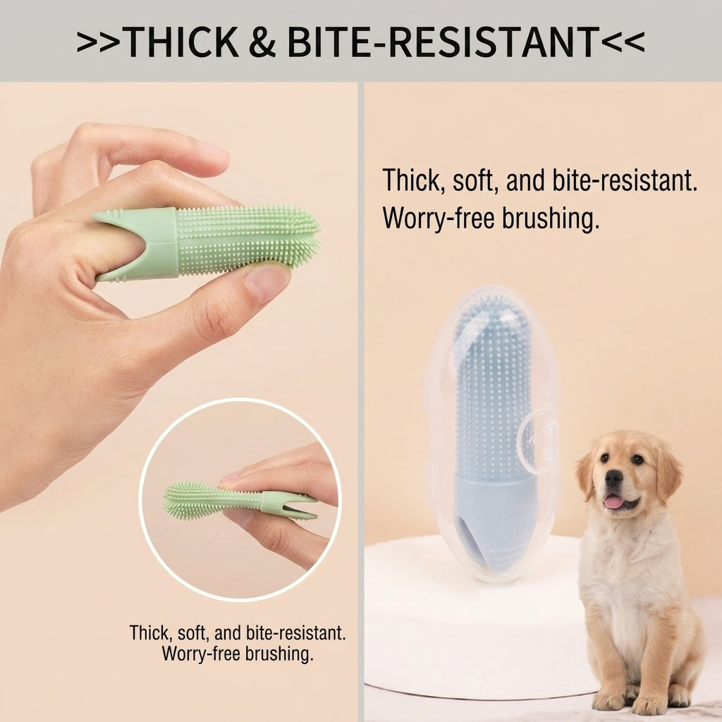 Gentle Silicone Finger Toothbrush for Cats and Dogs – Reusable, Soft 360° Bristle Design for Daily Plaque and Tartar Removal, Comfortable Pet Dental — image 4