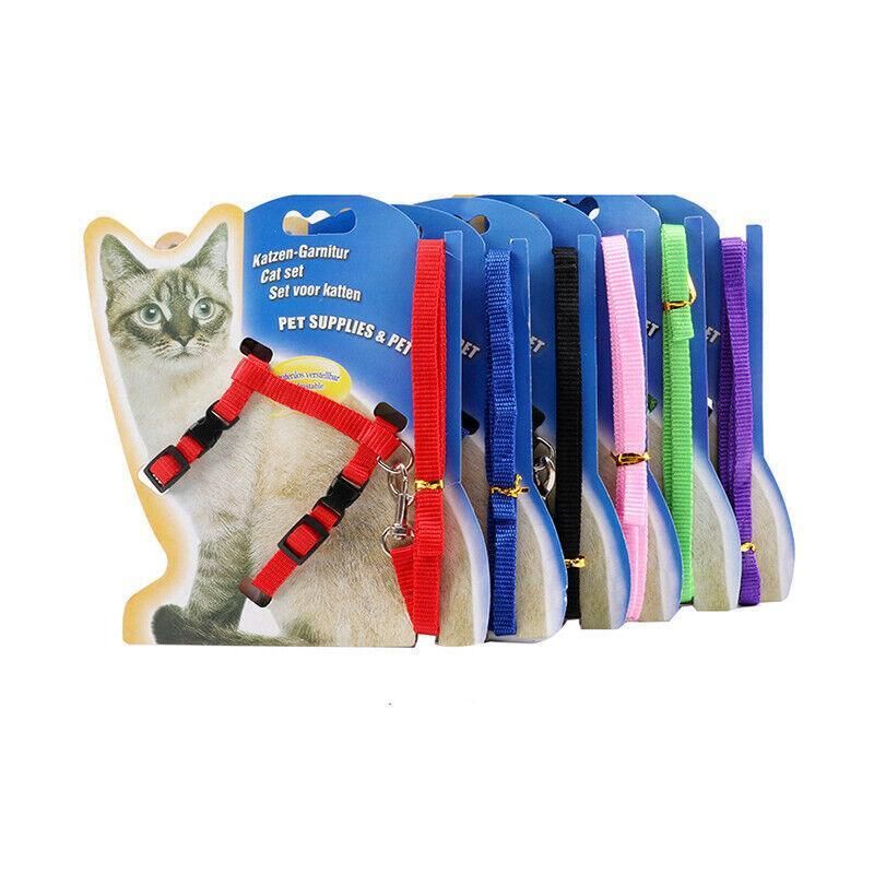 Nylon Cat Harness and Lead Set Adjustable Strap for Outdoor Walks - Blue — image 3