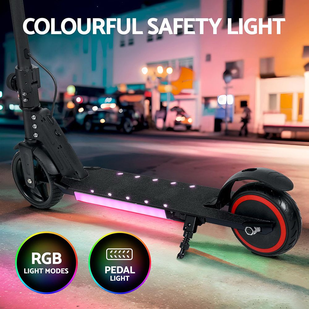 Electric Scooter 130W 16KM/H LED Light Folding Portable Riding Commuter Black โ image 5