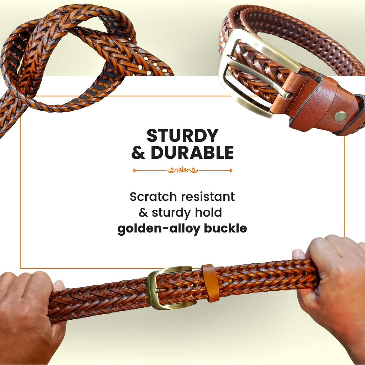 Men's Belts - Women's Belts - Casual Belts Made of Genuine Leather - Durable - Mesh Weave Design - Ideal for Business Wear and Formal Occasions โ image 2