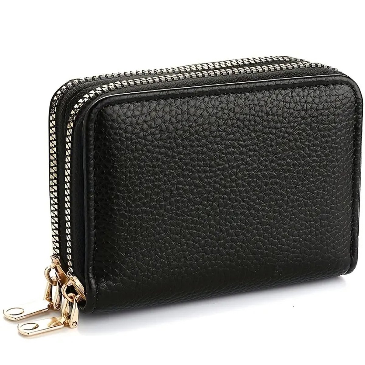 Luxury Double Zipper Wallet & Card Holder | Wallet | For Letters, 11 Cards & Coins | PU Leather | Black — image 2