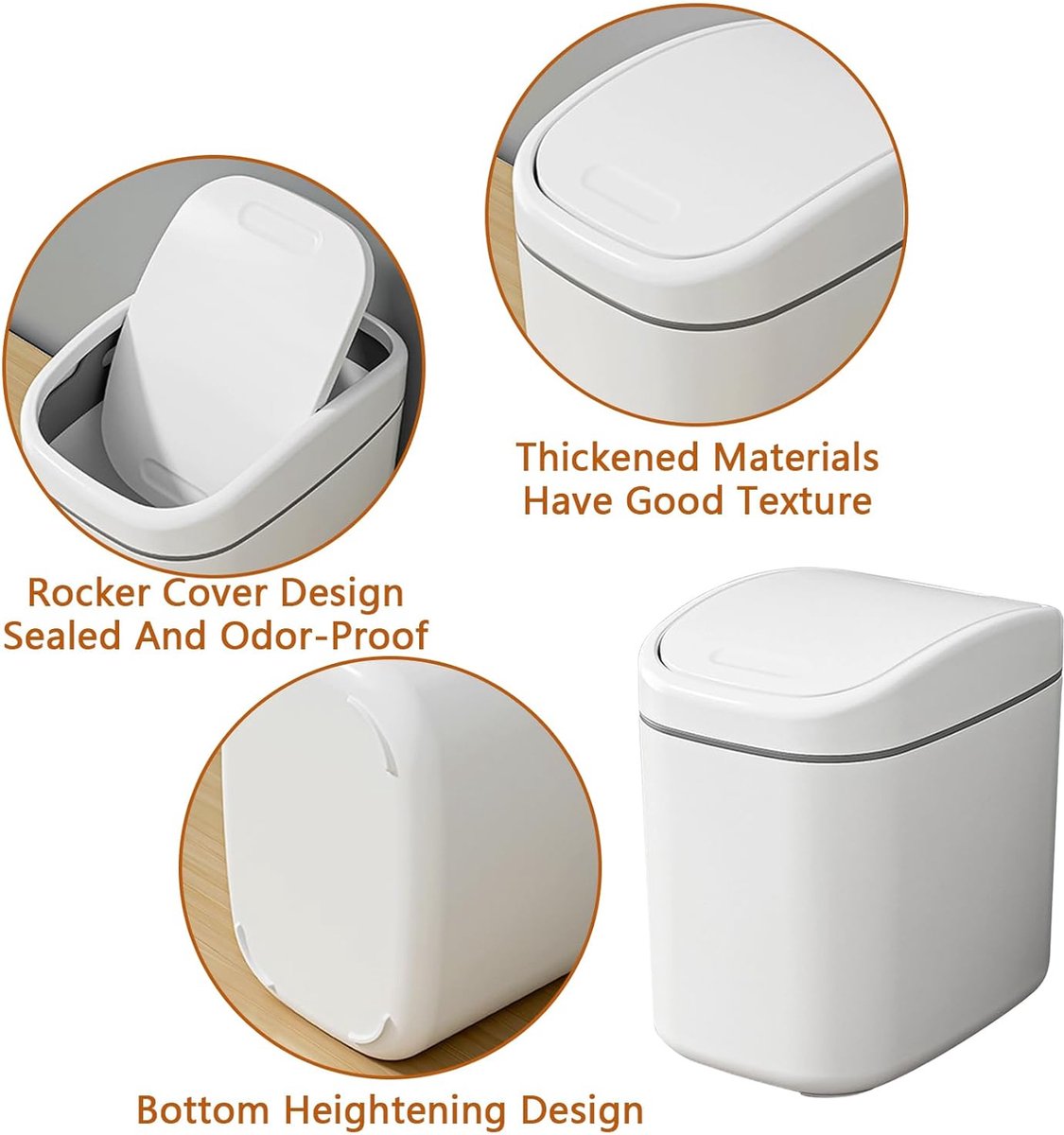 Countertop Waste Bins - Car Trash Can - With Flip-Up Lid - Small Countertop Waste Bin - Mini Trash Can - Tabletop Waste Bin - Plastic Trash Can - Bathroom — image 5