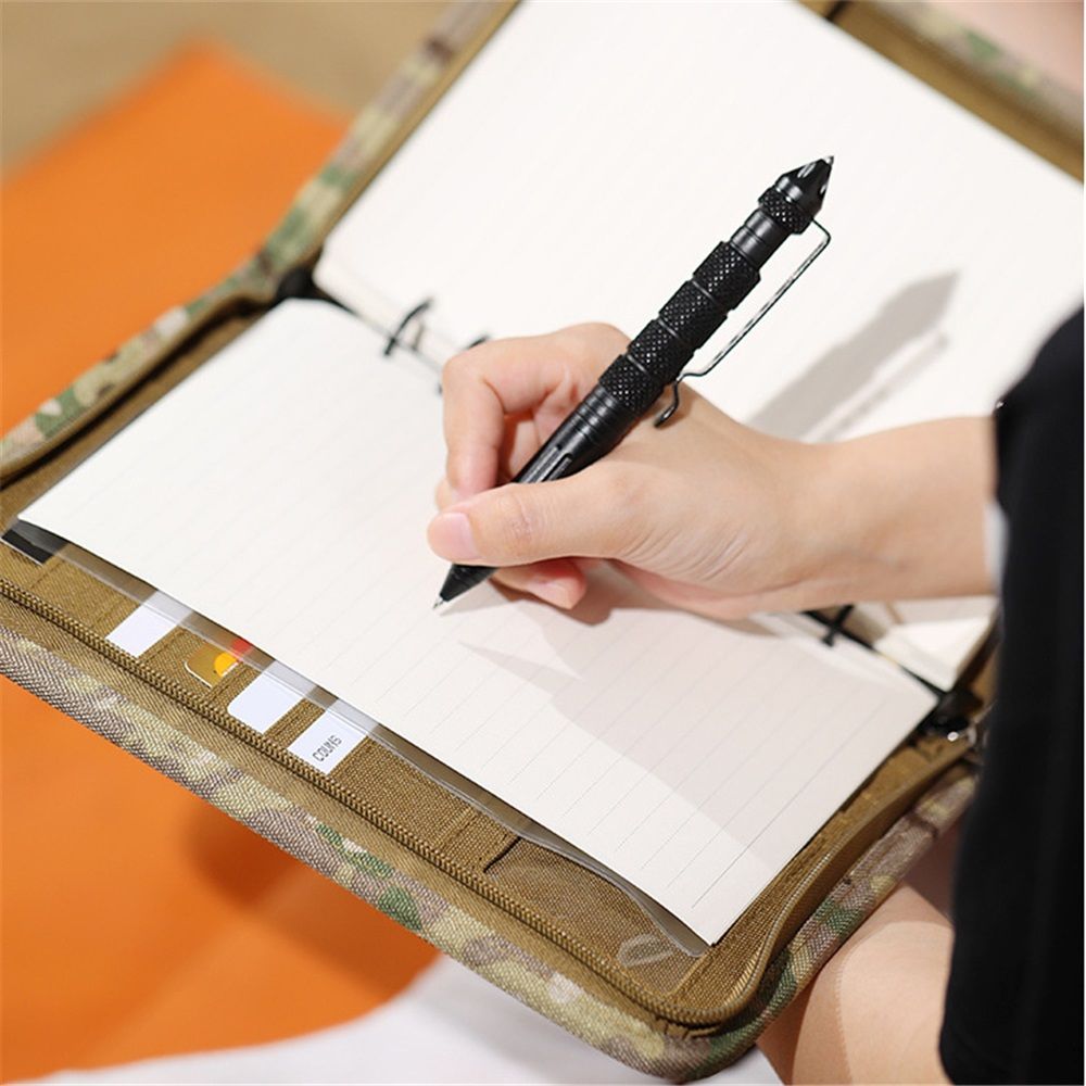 outdoor Padfolio Ring Binder of Leaf Paper, outdoor Notebook with Zippered Padfolio Organizer, Refillable Tactical Notebook 6-Ring A6 Notebook Paper โ image 5