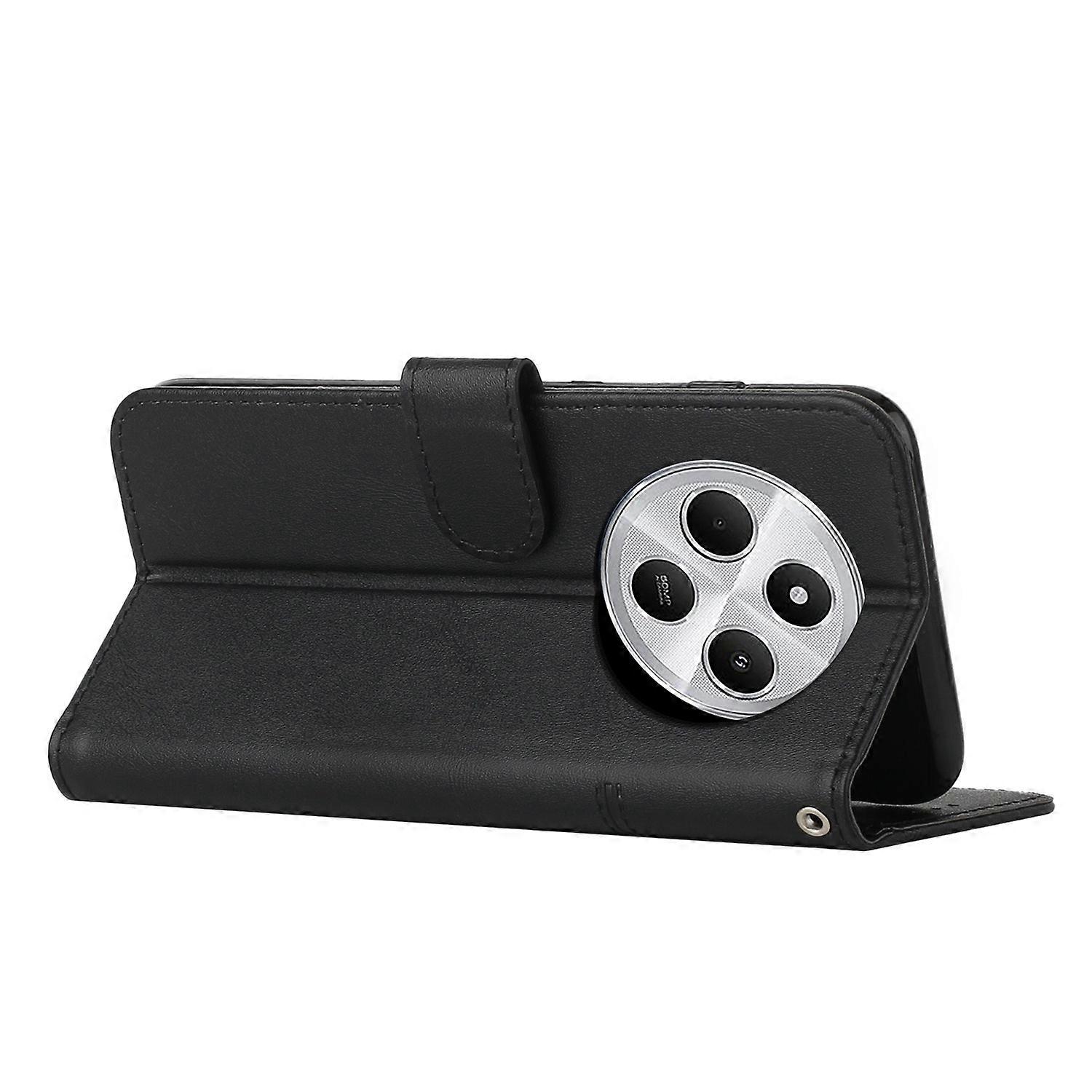 Stitched Calfskin Case for Redmi 14C 4G (FMY) Black_yux Black — image 3