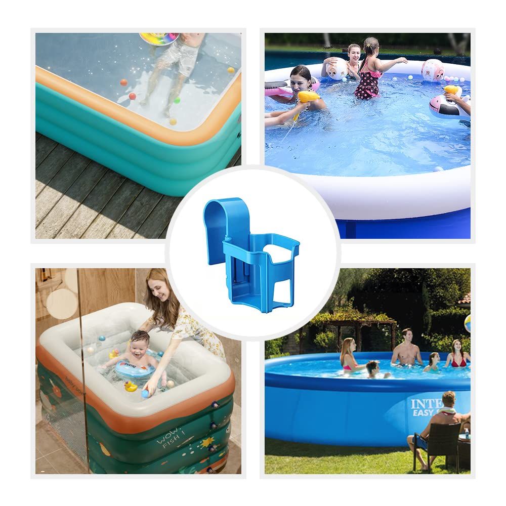 Poolside Cup Holder, Multipurpose Pool Drink Holder, Stainless Steel Water Bottle Holder, Self-Cleaning Plastic Blue โ image 4
