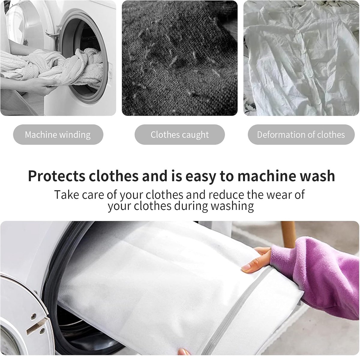 Set of 3 Mesh Laundry Bags - Large Bags - Delicate Clothes - Perfect for Washing Machines - Jackets - Jeans - 60 x 60 cm - Household Accessory — image 2