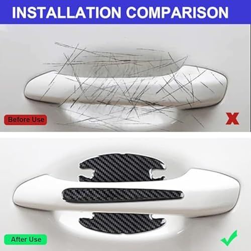 TPU Carbon Fiber Like Car Door Handle Cup Protective Sticker-8 PCS | Auto Door Paint Guard Car Door Cup Scratch Protection Films Universal Door โ image 6