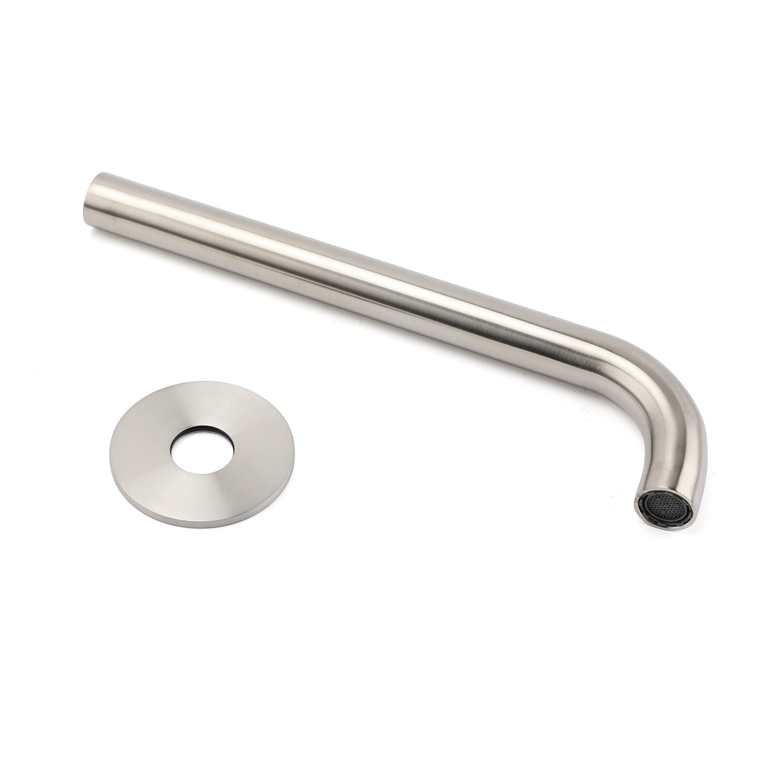 Brushed Nickel Round 250mm Long Spout Bath Tub Wall Mounted Water Filler Outlet — image 6