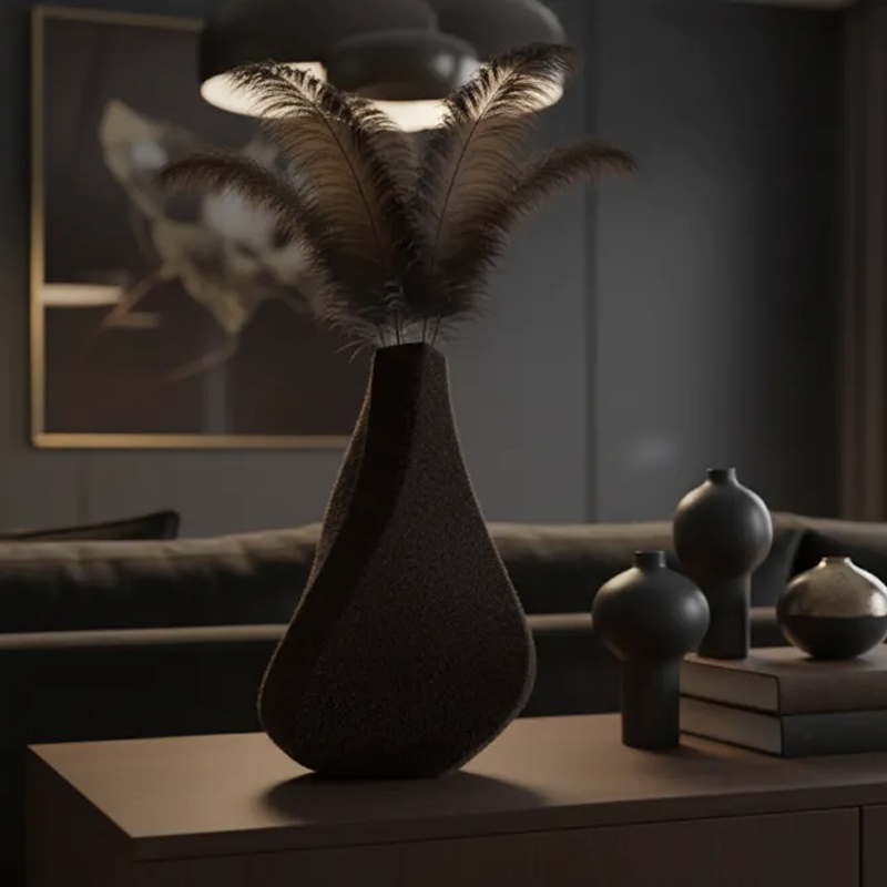 3D-printed sculpture of a contemplative vase,black — image 3
