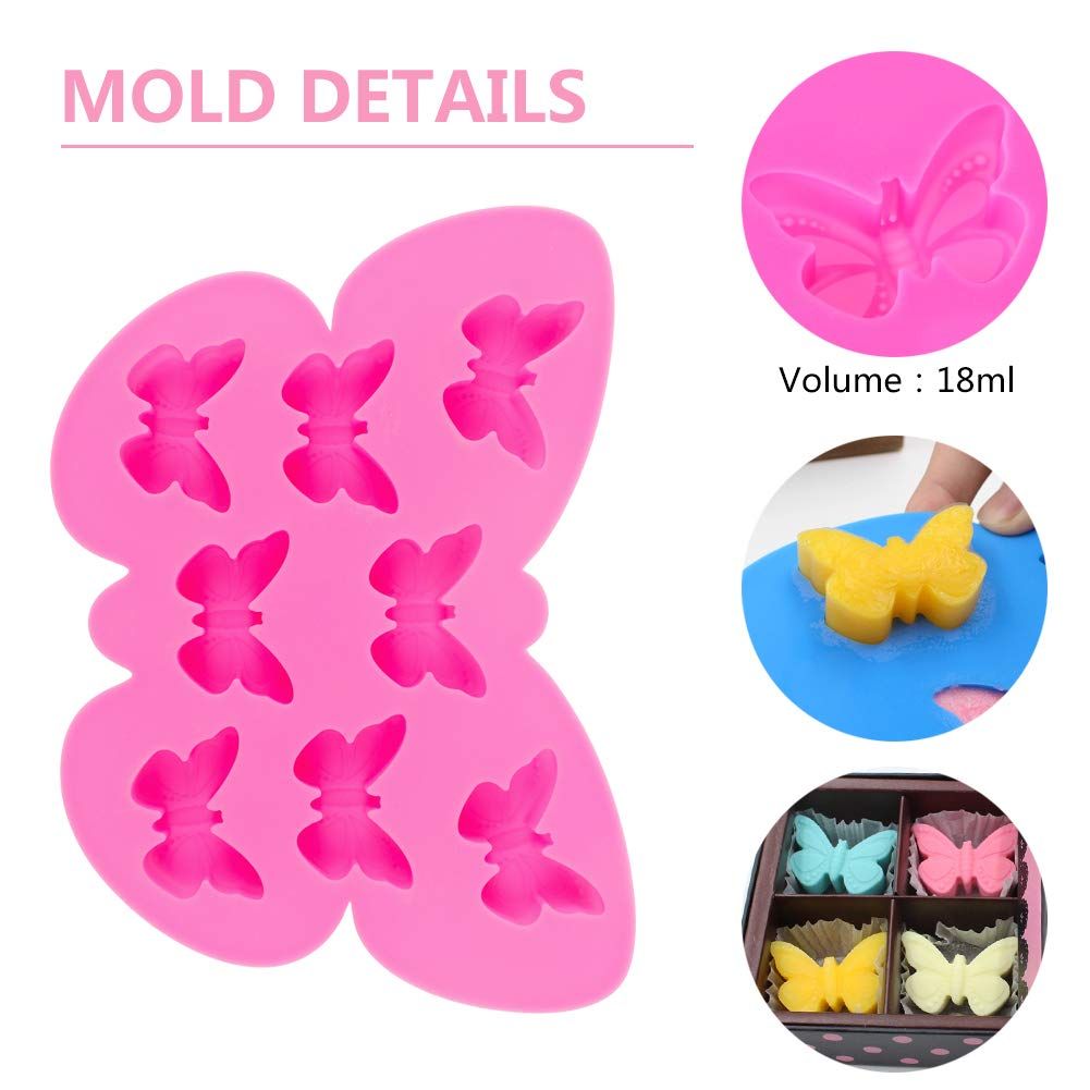 2 Pcs Silicone Butterfly Mold for Chocolate Butterfly Candy Molds Butterfly Ice Cube Tray Non-Stick Polymer Clay Molds