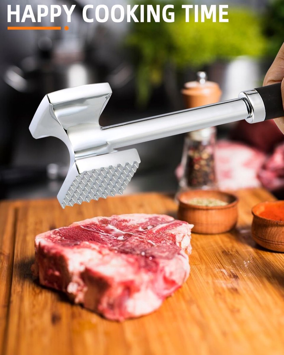 Meat Hammer - Professional Meat Hammer - Ergonomic Handle - Easy to hold - practical - Robust design - Meat Tenderizer - BBQ accessories - for Schnitzels Steak — image 3