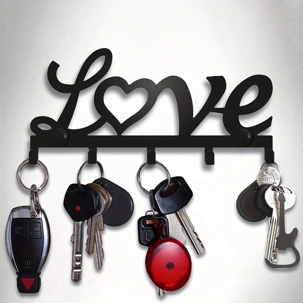 Key Holder- Key Hooks Decorative for Wall Decorative Zinc Alloy Key Organizer Rack with 4 Hooks -with Screws and Sticker