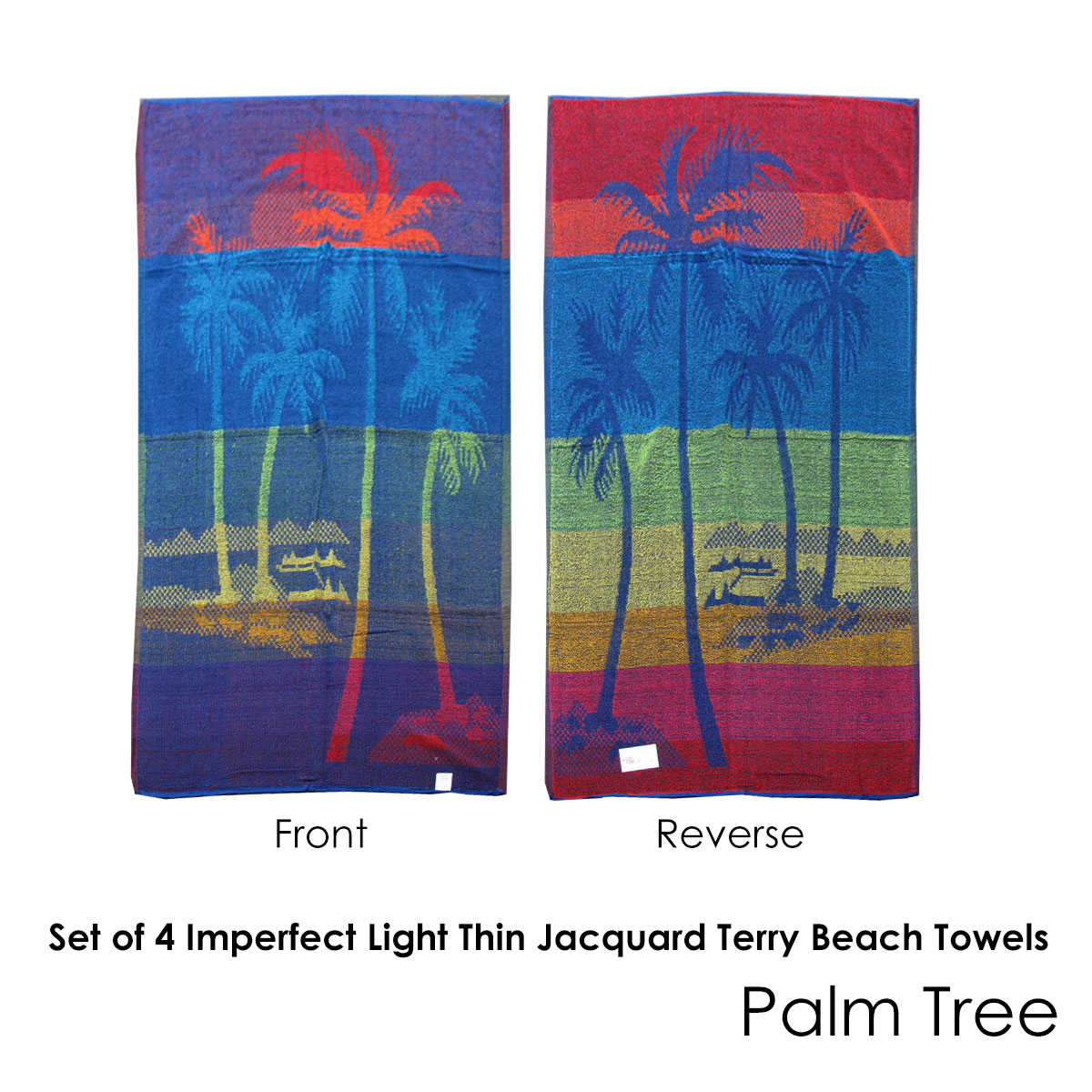 Set of 4 Imperfect Jacquard Terry Beach Towels Palm Tree — image 2