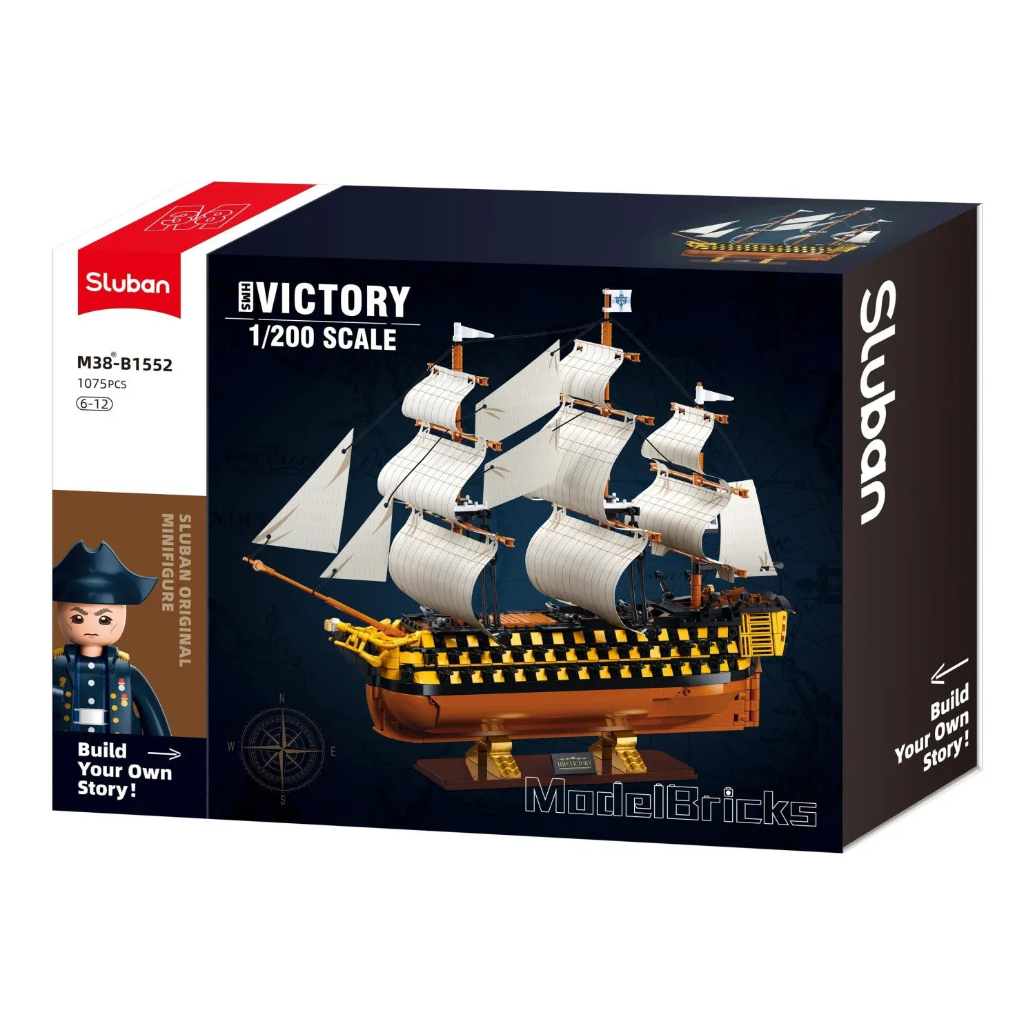 Sluban B1552 Model Kit 1:200 HMS Victory Sailing Battleship Warship Navy Vessel Boat Military DIY Construction Set Toy โ image 2