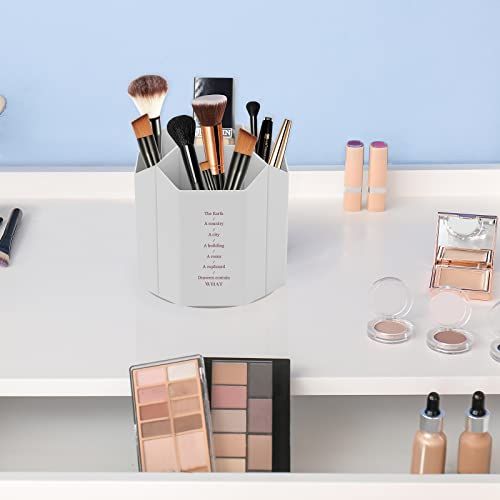 Desk Pen Holder, 5 Slots 360-Degree Spinning Grey Pencil Pen Desk Organizers Cute Pen Pencil & Cup Pot Organizer for Desk Office โ image 5