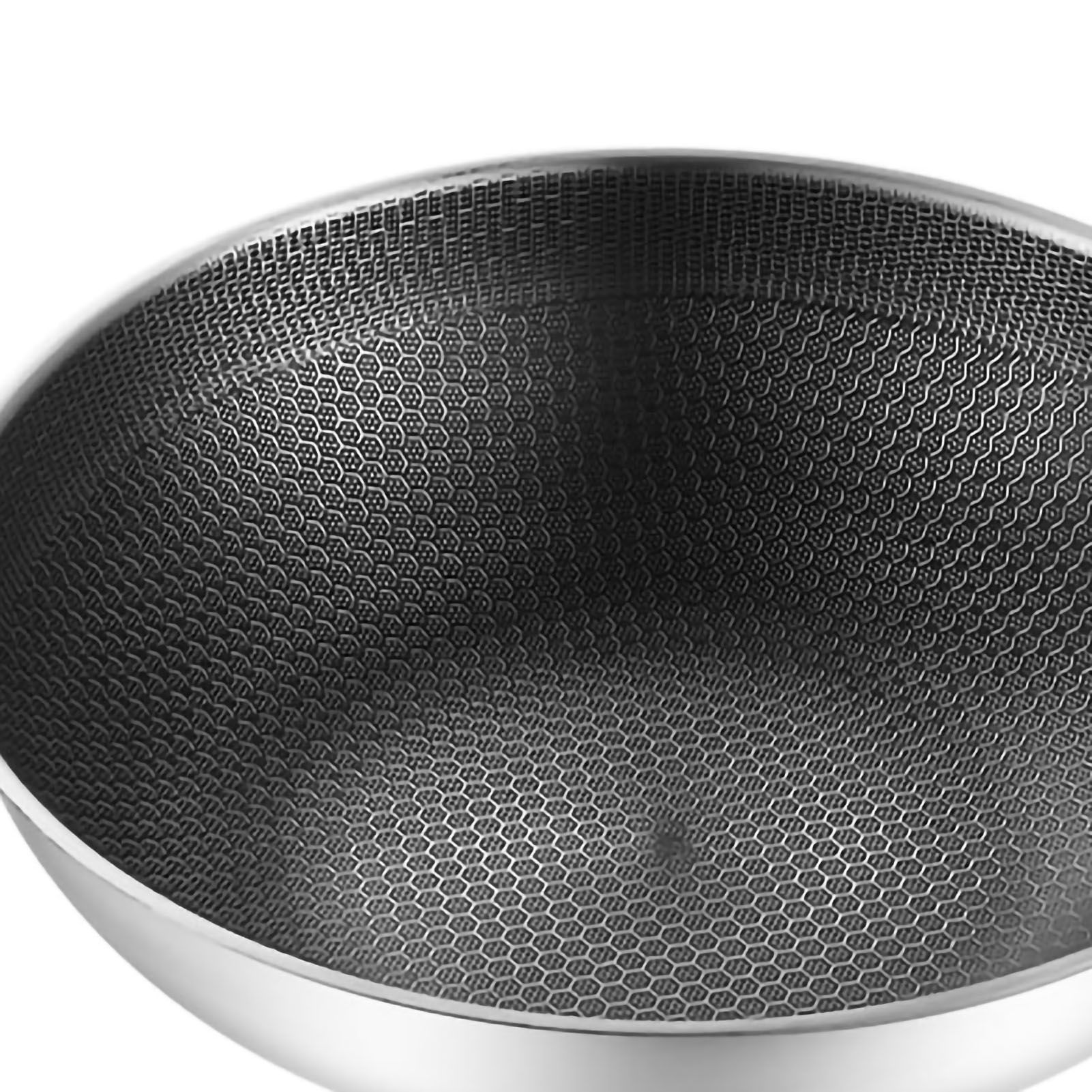 Stainless Steel Wok Pan Double Sided Honeycomb 3 Layer Prevent Sticking Easy Cleaning Wok for Kitchen 32cm/12.6in (No Lid and No Ears) โ image 5