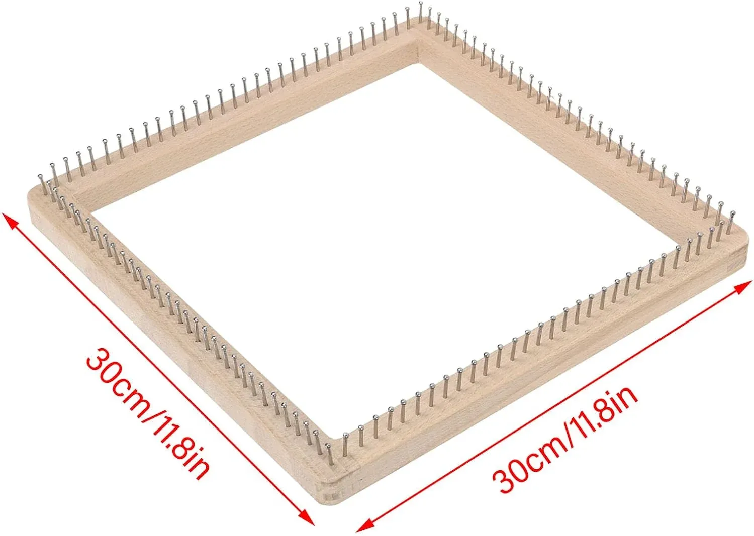 Square Wooden Knitting Loom Board, Beech Wood with Stainless Hooks for Blankets Scarves, 30 x 30cm โ image 5