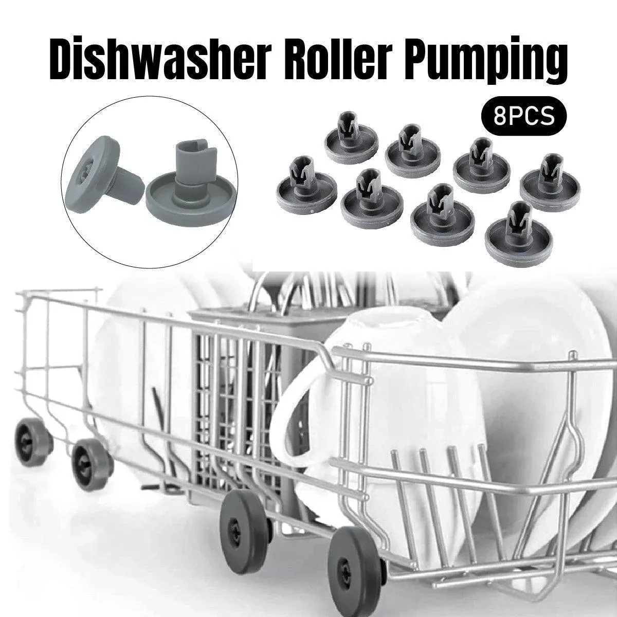 8pcs Dishwasher Drawer Rollers Replacement Set 40mm Pull Wheel Slide Kit Parts