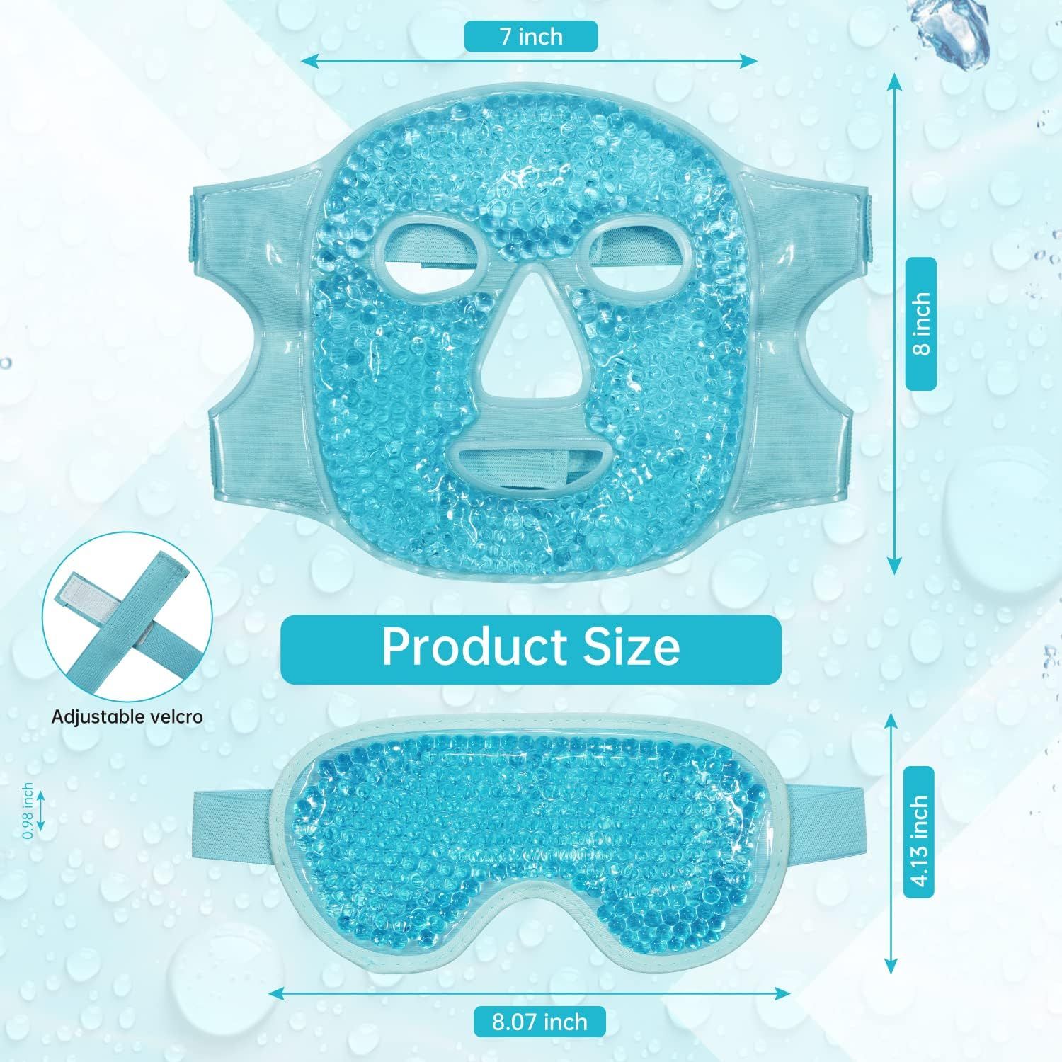 Ice Face Mask Reusable and Cold Gel Eye Mask for Puffiness/Dark Circles/Eye Bags, Ice Pack for Eyes & Face (Blue) — image 3
