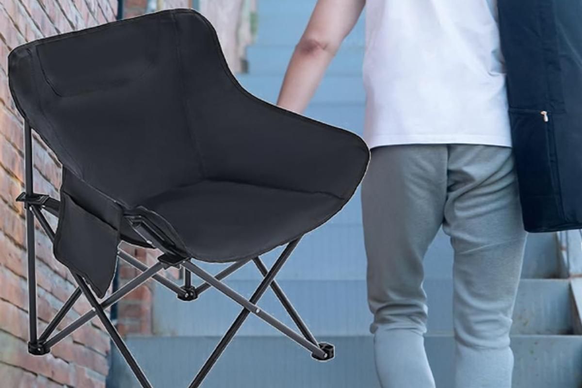 Compact Folding Chair Portable Camping Chair for Outdoor Activities - Black β image 4