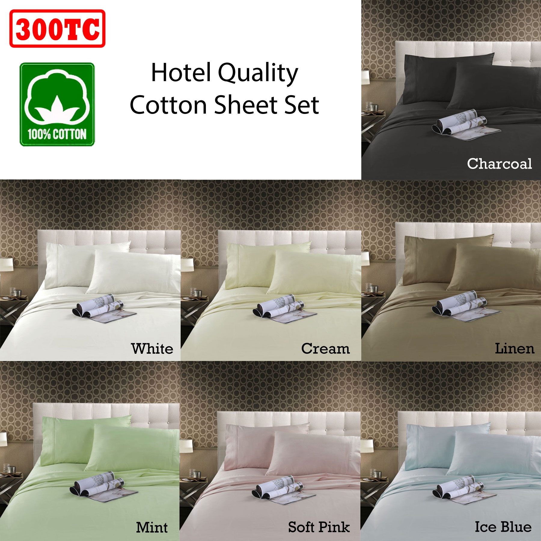 Kingtex 300TC Cotton Sheet Set Mint King โ image 2