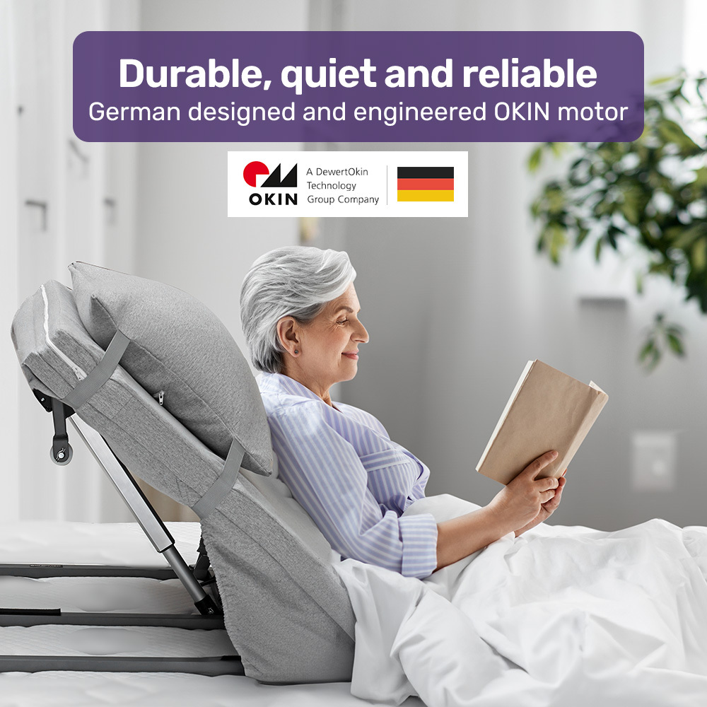 Equipmed Electric Adjustable Bed Backrest, German-Engineered Power Lifting Back Support with Remote Control, Grey โ image 3