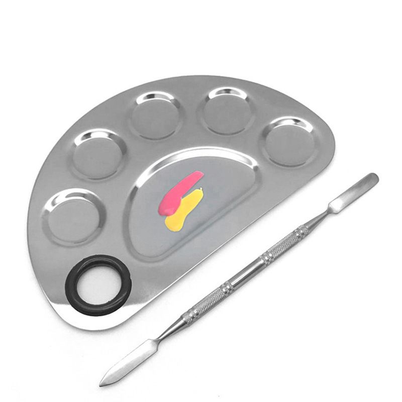 Stainless steel makeup palette, a palette for preparing liquid foundation, and a reusable palette. Essential color palette