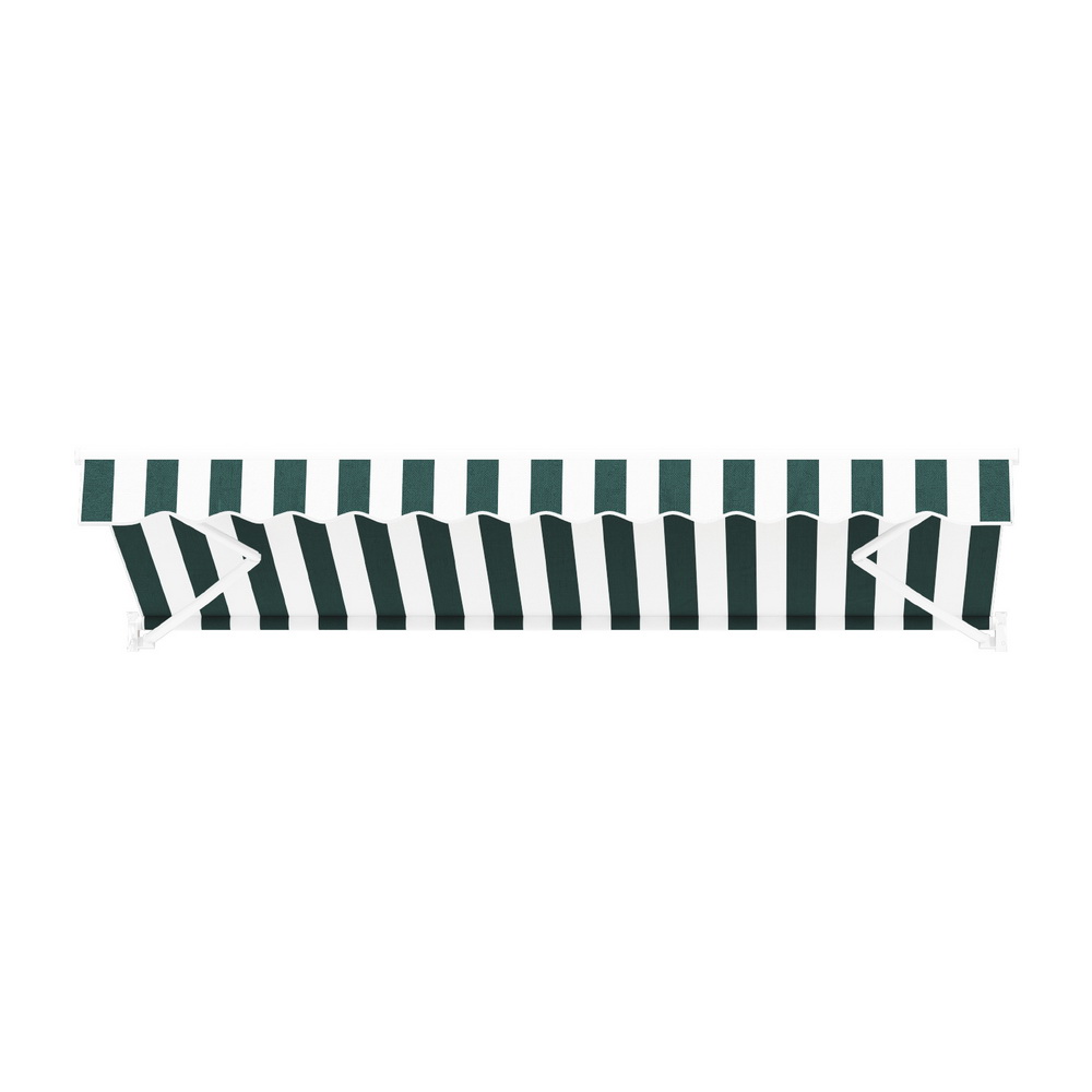 Instahut Retractable Folding Arm Awning Manual Sunshade 3Mx2.5M Green White β image 4