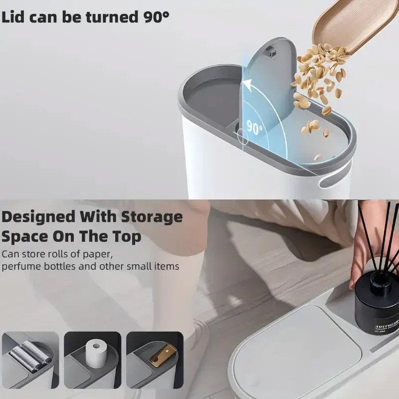 Simple Garbage Can with Lid Household Clamped Plastic Bucket Flip Lid Kitchen — image 4