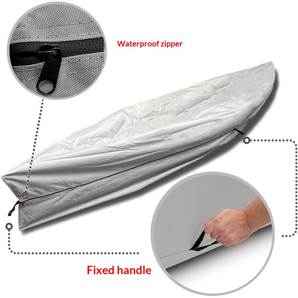 UPF 50+ Kayak Cover, Dustproof Canoe Cover for Outdoor Storage, 420D Waterproof Kayak Cover for Fishing Boat, Gray (Silver, 10ft) — image 3