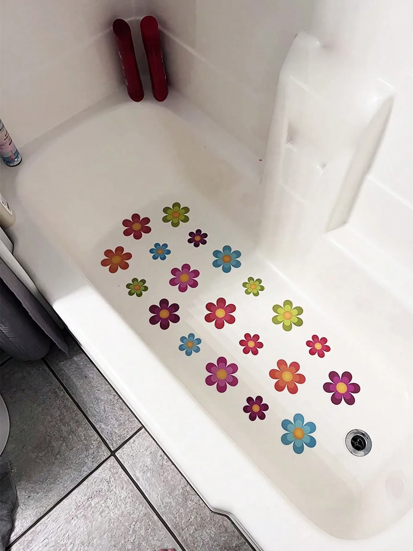 20Pcs Assorted Size Flower Shaped Non-Slip Bath Tub Stickers – Decorative & Functional Bathroom Decor — image 5