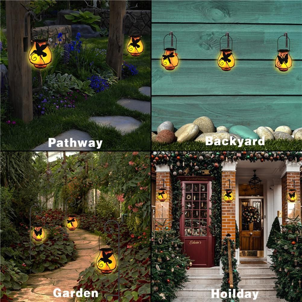 Solar Flame Lantern Lights Flickering Flames Outdoor Solar Lights Hanging Lanterns Waterproof Decoration Lighting Lanterns — image 3