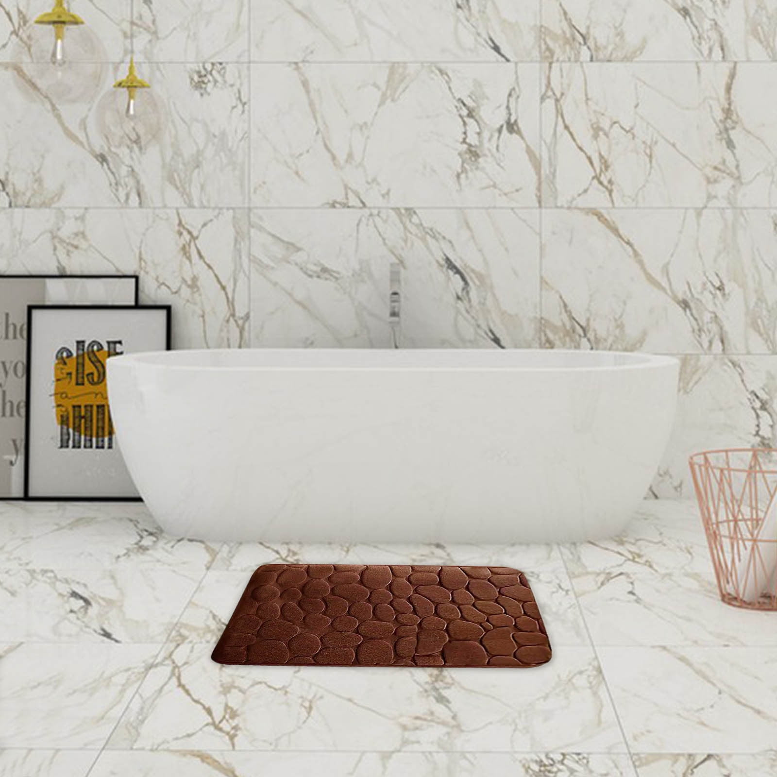 Bathroom Rugs Sets 4 Piece with Toilet Lid Cover, Non-Slip Absorbentb Rugs and Mats for Bathroom, Bath Rug Set Coffee β image 6