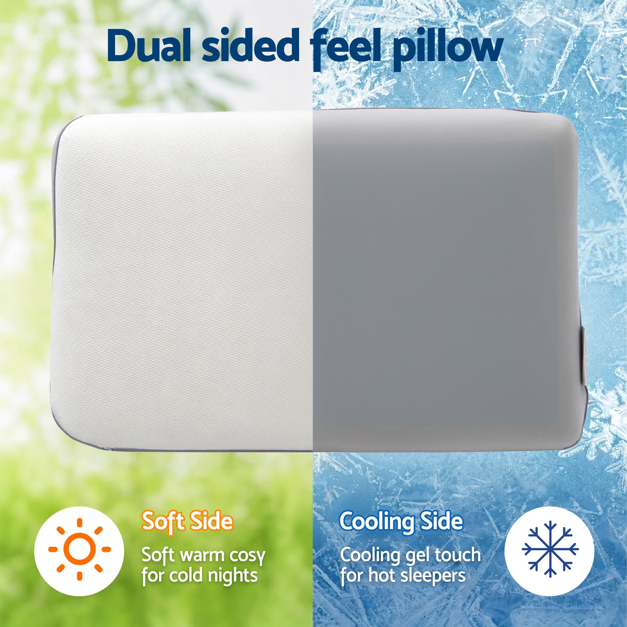 RoomSense Cooling Memory Foam Pillows Queen Size 1 Pack, Dual-Sided Bed Pillows for Hot Sleepers, 55D Solid Core Side Sleeper Pillow for Neck Support — image 2