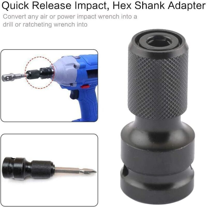 2 Pcs Impact Wrench Bit in Steel Socket Screwdriver Bit with Accessories Adapters for Hex Black, 0.25 in โ image 4