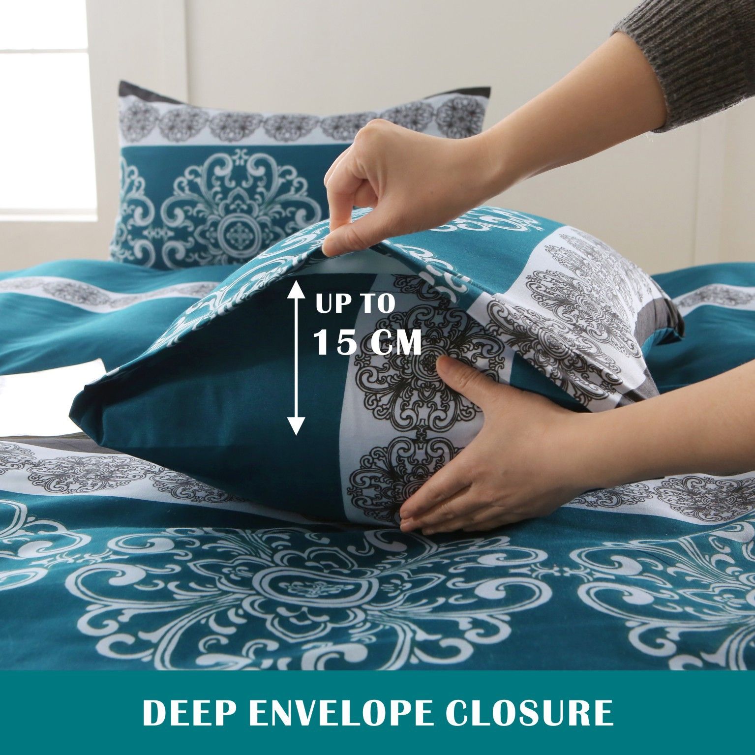 3 Piece Hotel Soft Microfiber Quilt Cover Set-2000TC Duvet/Donna Cover Set & Pillowcases -1 Quilt Cover Zipper Closure & 1 x Pillowcases-Breathable Bedding — image 3