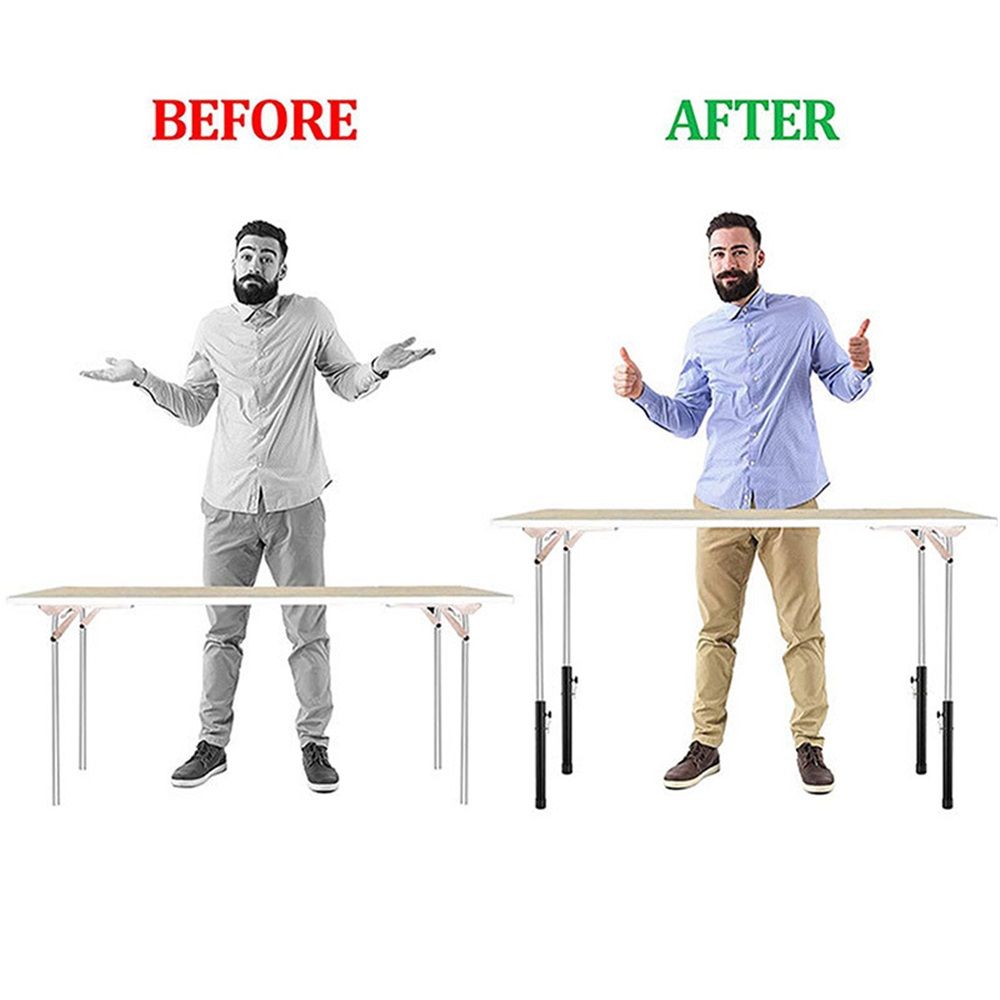 Table Leg Extenders for Folding Tables, Folding Table Legs Extensions for Straight and Bent Legs, Heavy Duty Steel 3 Levels Adjustable Folding Table Leg โ image 2