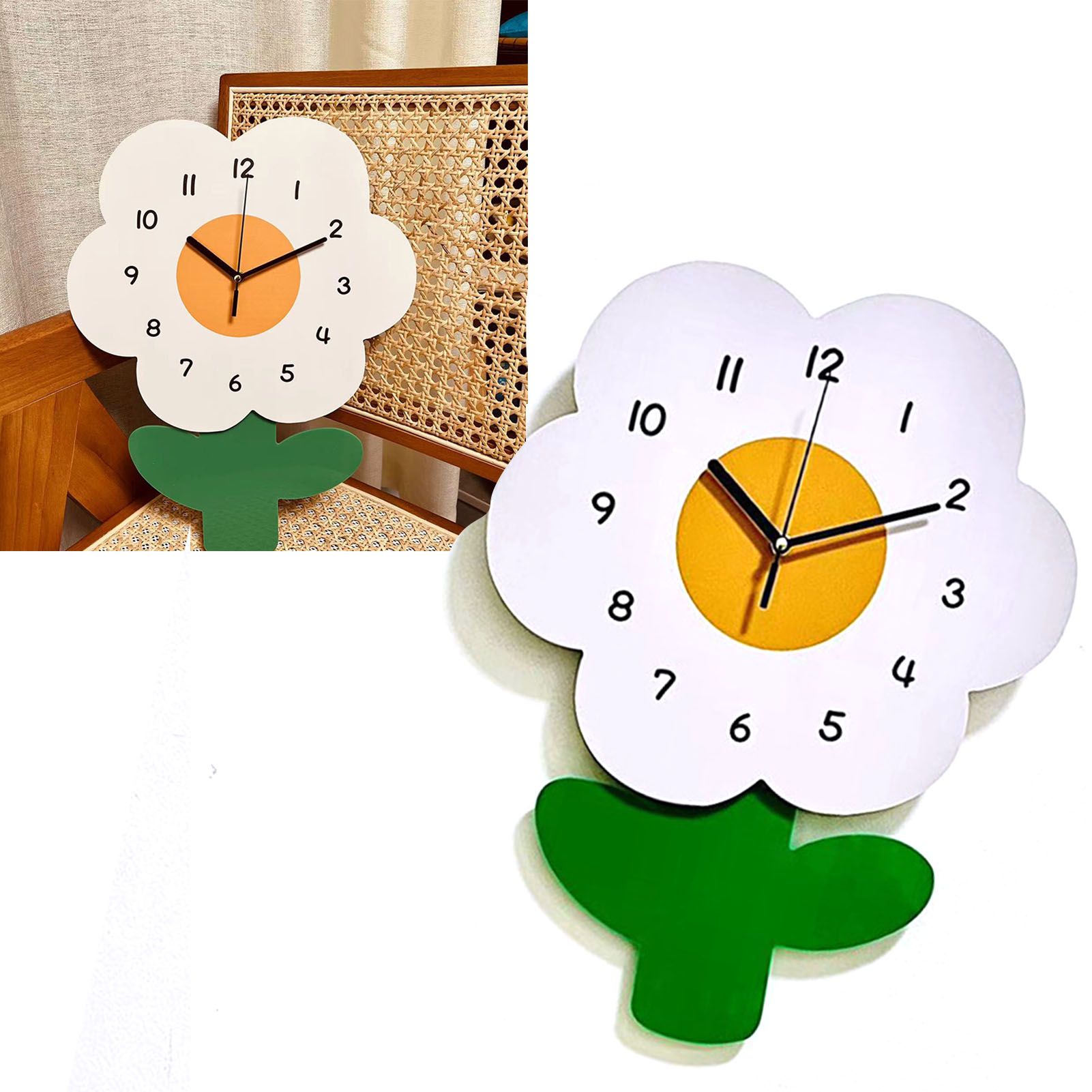 Flower Shaped Wall Clocks for Kids Cartoon Cute Exquisite Silent Wall Clock for Living Rooms Offices 20x30cm/7.9x11.8in โ image 5
