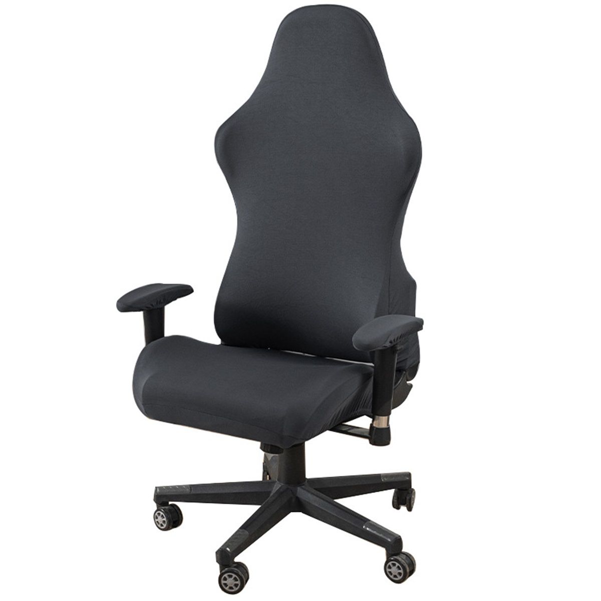 Cloth Stretch Polyester Chair Cover for Reclining Racing Gaming Chair (Only Chair Covers) (Black)