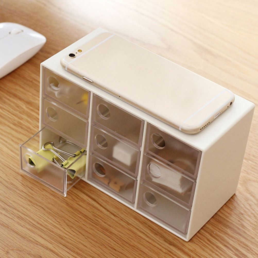 Mini 9 Grid Drawer Desk Storage Box Plastic Storage Organizer for Home Office — image 6